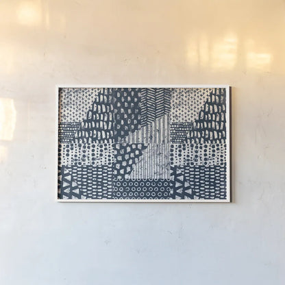 Mark Making Tile VI by Moira Hershey. shown as a paper print in a white frame. Available as a archival giclee rolled canvas, fine art paper, or poster print. SKU 52898i.