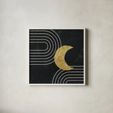 Midnight Moon I by Moira Hershey. Shown in a crisp white glass frame for a clean and minimalist style. Available as an archival giclee rolled canvas, fine art paper, or poster print. SKU 83620a.