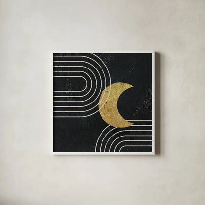 Midnight Moon I by Moira Hershey. Shown in a crisp white glass frame for a clean and minimalist style. Available as an archival giclee rolled canvas, fine art paper, or poster print. SKU 83620a.