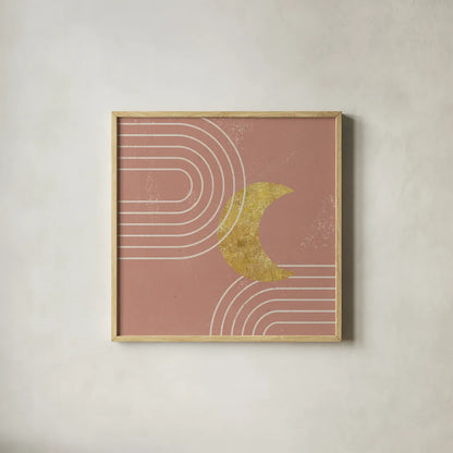 Midnight Moon I by Moira Hershey. Shown in a natural wood glass frame for a timeless modern aesthetic. Available as an archival giclee rolled canvas, fine art paper, or poster print. SKU 90911a.