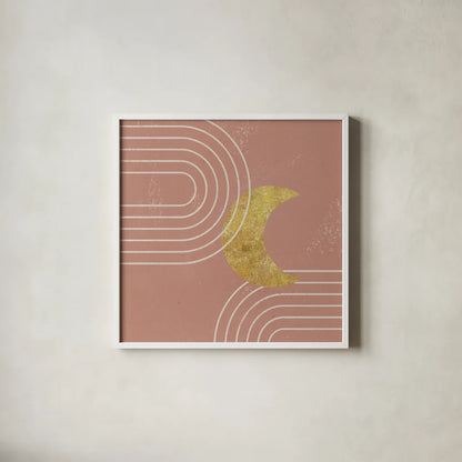 Midnight Moon I by Moira Hershey. Shown in a crisp white glass frame for a clean and minimalist style. Available as an archival giclee rolled canvas, fine art paper, or poster print. SKU 90911a.