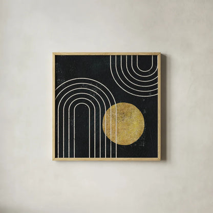 Midnight Moon II by Moira Hershey. Shown in a natural wood glass frame for a timeless modern aesthetic. Available as an archival giclee rolled canvas, fine art paper, or poster print. SKU 83621a.