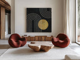 Midnight Moon II by Moira Hershey. Shown as extra-large giant wall art in a modern living room. Available as an archival giclee rolled canvas, fine art paper, or poster print. SKU 83621a.