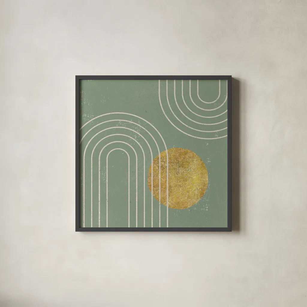 Midnight Moon II by Moira Hershey. Shown in a sleek black glass frame for a contemporary gallery look. Available as an archival giclee rolled canvas, fine art paper, or poster print. SKU 90912a.