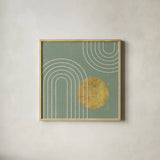 Midnight Moon II by Moira Hershey. Shown in a natural wood glass frame for a timeless modern aesthetic. Available as an archival giclee rolled canvas, fine art paper, or poster print. SKU 90912a.