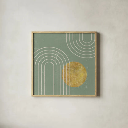 Midnight Moon II by Moira Hershey. Shown in a natural wood glass frame for a timeless modern aesthetic. Available as an archival giclee rolled canvas, fine art paper, or poster print. SKU 90912a.