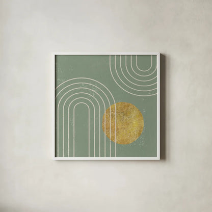 Midnight Moon II by Moira Hershey. Shown in a crisp white glass frame for a clean and minimalist style. Available as an archival giclee rolled canvas, fine art paper, or poster print. SKU 90912a.