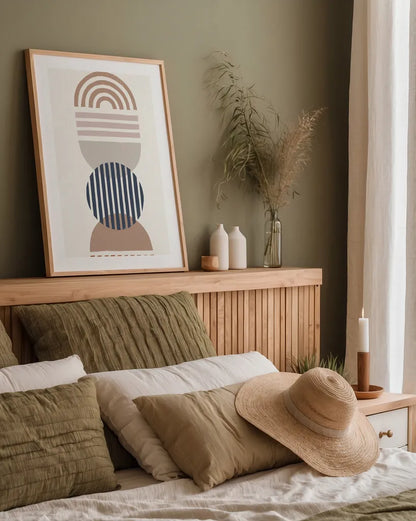 Modern Desert I by Moira Hershey. shown as a paper print in a natural frame. Available as a archival giclee rolled canvas, fine art paper, or poster print. SKU 66894h.