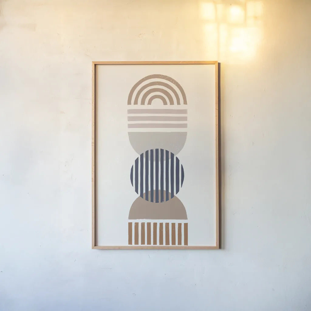 Modern Desert I by Moira Hershey. shown as a paper print in a natural frame. Available as a archival giclee rolled canvas, fine art paper, or poster print. SKU 66894h.