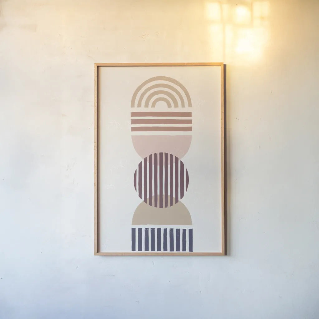 Modern Desert I Eventide by Moira Hershey. shown as a paper print in a natural frame. Available as a archival giclee rolled canvas, fine art paper, or poster print. SKU 70970h.