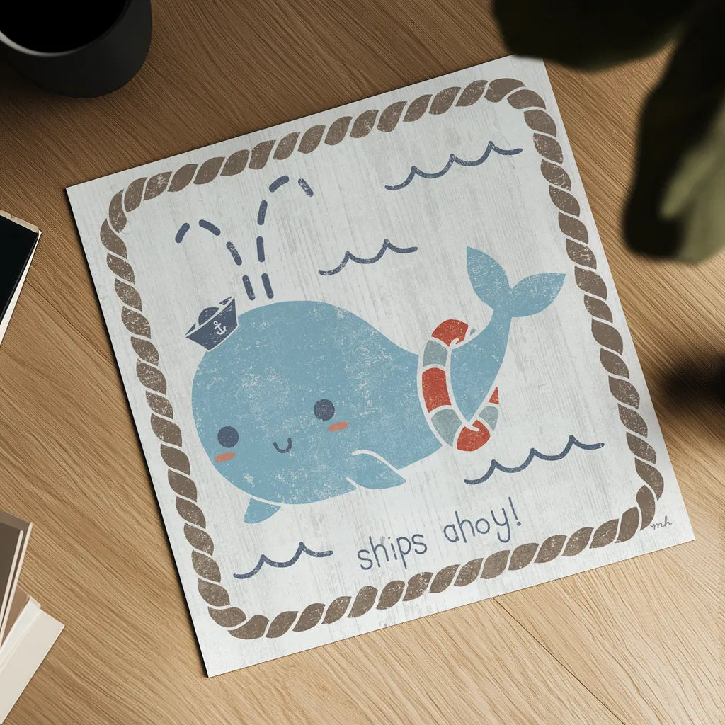 Nautical Friends I by Moira Hershey. Shown as a detailed flat fine art print, highlighting archival giclee quality. Available as an archival giclee rolled canvas, fine art paper, or poster print. SKU 16327a.