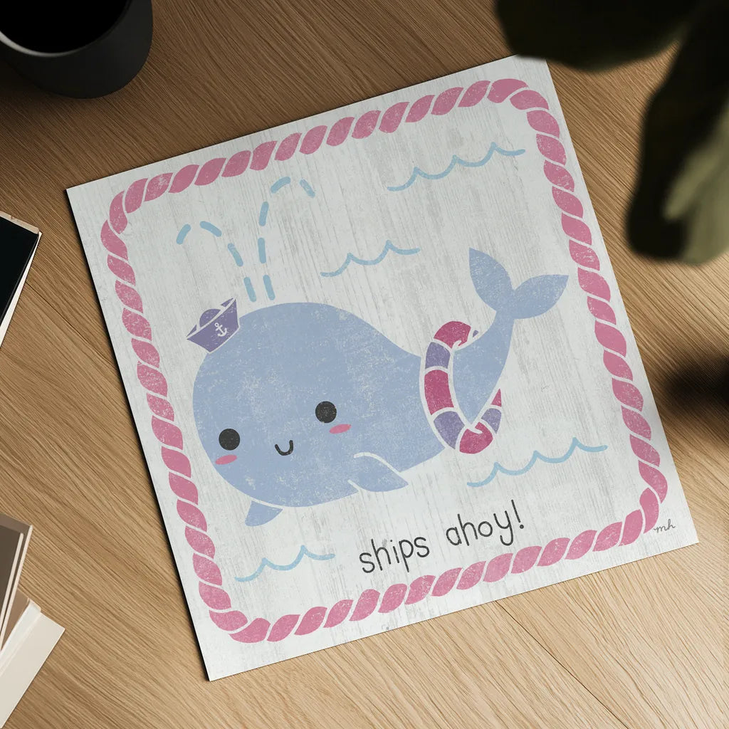 Nautical Friends I Girly by Moira Hershey. Shown as a detailed flat fine art print, highlighting archival giclee quality. Available as an archival giclee rolled canvas, fine art paper, or poster print. SKU 38382a.