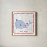 Nautical Friends I Girly by Moira Hershey. Shown in a natural wood glass frame for a timeless modern aesthetic. Available as an archival giclee rolled canvas, fine art paper, or poster print. SKU 38382a.