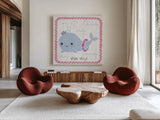 Nautical Friends I Girly by Moira Hershey. Shown as extra-large giant wall art in a modern living room. Available as an archival giclee rolled canvas, fine art paper, or poster print. SKU 38382a.