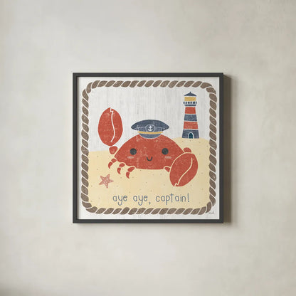 Nautical Friends II by Moira Hershey. Shown in a sleek black glass frame for a contemporary gallery look. Available as an archival giclee rolled canvas, fine art paper, or poster print. SKU 16755a.