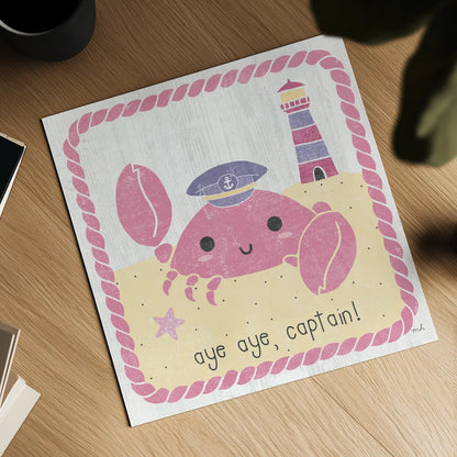 Nautical Friends II Girly by Moira Hershey. Shown as a detailed flat fine art print, highlighting archival giclee quality. Available as an archival giclee rolled canvas, fine art paper, or poster print. SKU 16757a.