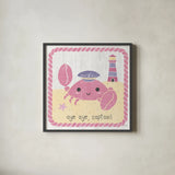 Nautical Friends II Girly by Moira Hershey. Shown in a sleek black glass frame for a contemporary gallery look. Available as an archival giclee rolled canvas, fine art paper, or poster print. SKU 16757a.