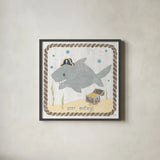 Nautical Friends IV by Moira Hershey. Shown in a sleek black glass frame for a contemporary gallery look. Available as an archival giclee rolled canvas, fine art paper, or poster print. SKU 16330a.