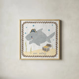 Nautical Friends IV by Moira Hershey. Shown in a natural wood glass frame for a timeless modern aesthetic. Available as an archival giclee rolled canvas, fine art paper, or poster print. SKU 16330a.