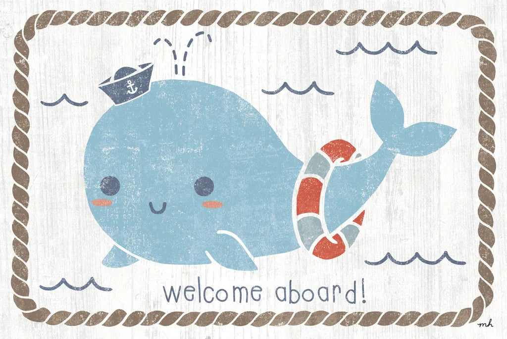 Nautical Friends Whale of a Time by Moira Hershey. SKU 38384i. Archival Giclee Fine art print for wall decor.