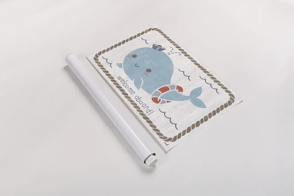 Nautical Friends Whale of a Time by Moira Hershey. shown as a rolled paper print. Available as archival giclee rolled canvas, fine art paper, or poster print. SKU 38384i.