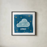 Night Sky Goodnight by Moira Hershey. Shown in a sleek black glass frame for a contemporary gallery look. Available as an archival giclee rolled canvas, fine art paper, or poster print. SKU 49899a.