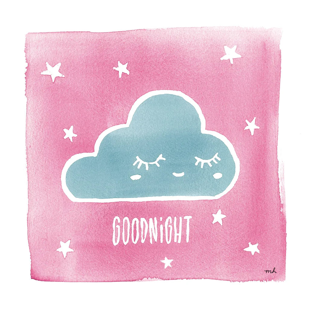 Night Sky Goodnight Pink by Moira Hershey. SKU 57571a. Archival Giclee Fine art print for wall decor.