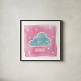Night Sky Goodnight Pink by Moira Hershey. Shown in a sleek black glass frame for a contemporary gallery look. Available as an archival giclee rolled canvas, fine art paper, or poster print. SKU 57571a.