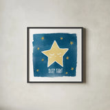 Night Sky Sleep Tight by Moira Hershey. Shown in a sleek black glass frame for a contemporary gallery look. Available as an archival giclee rolled canvas, fine art paper, or poster print. SKU 49900a.