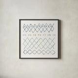 Nordic Vibes I Blue by Moira Hershey. Shown in a sleek black glass frame for a contemporary gallery look. Available as an archival giclee rolled canvas, fine art paper, or poster print. SKU 50075a.