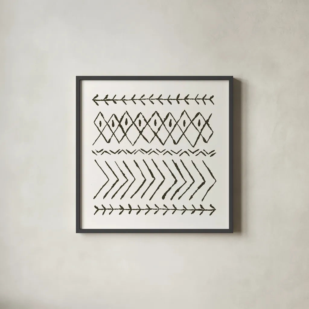 Nordic Vibes II by Moira Hershey. Shown in a sleek black glass frame for a contemporary gallery look. Available as an archival giclee rolled canvas, fine art paper, or poster print. SKU 49123a.