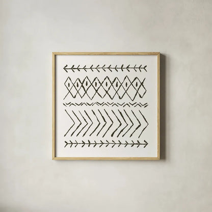 Nordic Vibes II by Moira Hershey. Shown in a natural wood glass frame for a timeless modern aesthetic. Available as an archival giclee rolled canvas, fine art paper, or poster print. SKU 49123a.