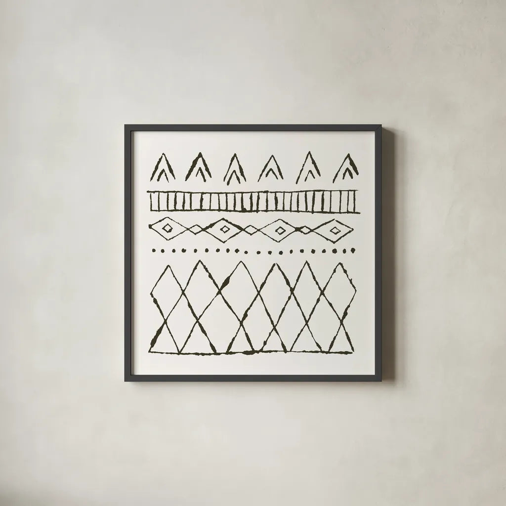 Nordic Vibes III by Moira Hershey. Shown in a sleek black glass frame for a contemporary gallery look. Available as an archival giclee rolled canvas, fine art paper, or poster print. SKU 49124a.