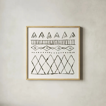 Nordic Vibes III by Moira Hershey. Shown in a natural wood glass frame for a timeless modern aesthetic. Available as an archival giclee rolled canvas, fine art paper, or poster print. SKU 49124a.