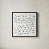 Nordic Vibes III Blue by Moira Hershey. Shown in a sleek black glass frame for a contemporary gallery look. Available as an archival giclee rolled canvas, fine art paper, or poster print. SKU 50077a.