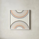 Over The Rainbow I Thick Lines by Moira Hershey. Shown in a crisp white glass frame for a clean and minimalist style. Available as an archival giclee rolled canvas, fine art paper, or poster print. SKU 57808a.