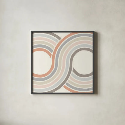 Over The Rainbow II Thick Lines by Moira Hershey. Shown in a sleek black glass frame for a contemporary gallery look. Available as an archival giclee rolled canvas, fine art paper, or poster print. SKU 57809a.