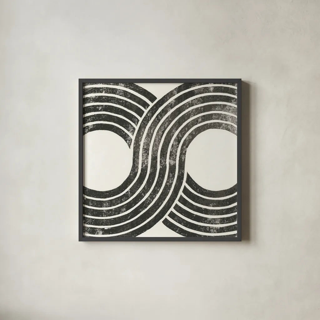 Over the Rainbow BW II by Moira Hershey. Shown in a sleek black glass frame for a contemporary gallery look. Available as an archival giclee rolled canvas, fine art paper, or poster print. SKU 53532a.