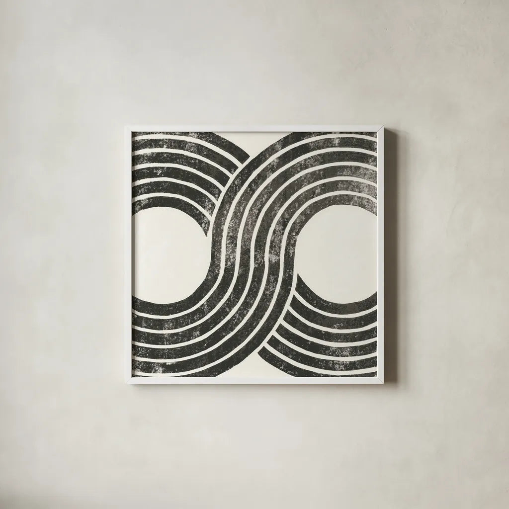 Over the Rainbow BW II by Moira Hershey. Shown in a crisp white glass frame for a clean and minimalist style. Available as an archival giclee rolled canvas, fine art paper, or poster print. SKU 53532a.