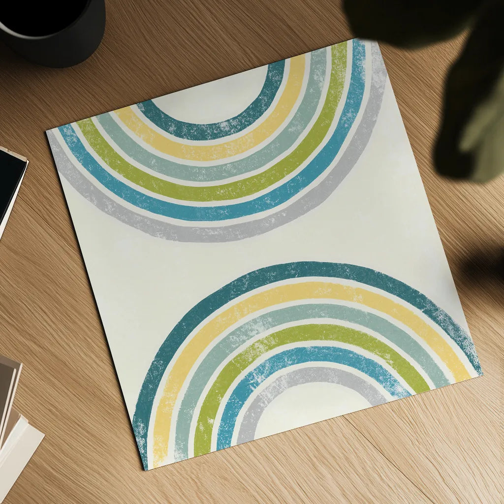 Over the Rainbow I Green by Moira Hershey. Shown as a detailed flat fine art print, highlighting archival giclee quality. Available as an archival giclee rolled canvas, fine art paper, or poster print. SKU 72248a.