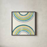 Over the Rainbow I Green by Moira Hershey. Shown in a sleek black glass frame for a contemporary gallery look. Available as an archival giclee rolled canvas, fine art paper, or poster print. SKU 72248a.