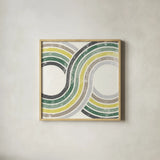Over the Rainbow II Cabana by Moira Hershey. Shown in a natural wood glass frame for a timeless modern aesthetic. Available as an archival giclee rolled canvas, fine art paper, or poster print. SKU 68247a.
