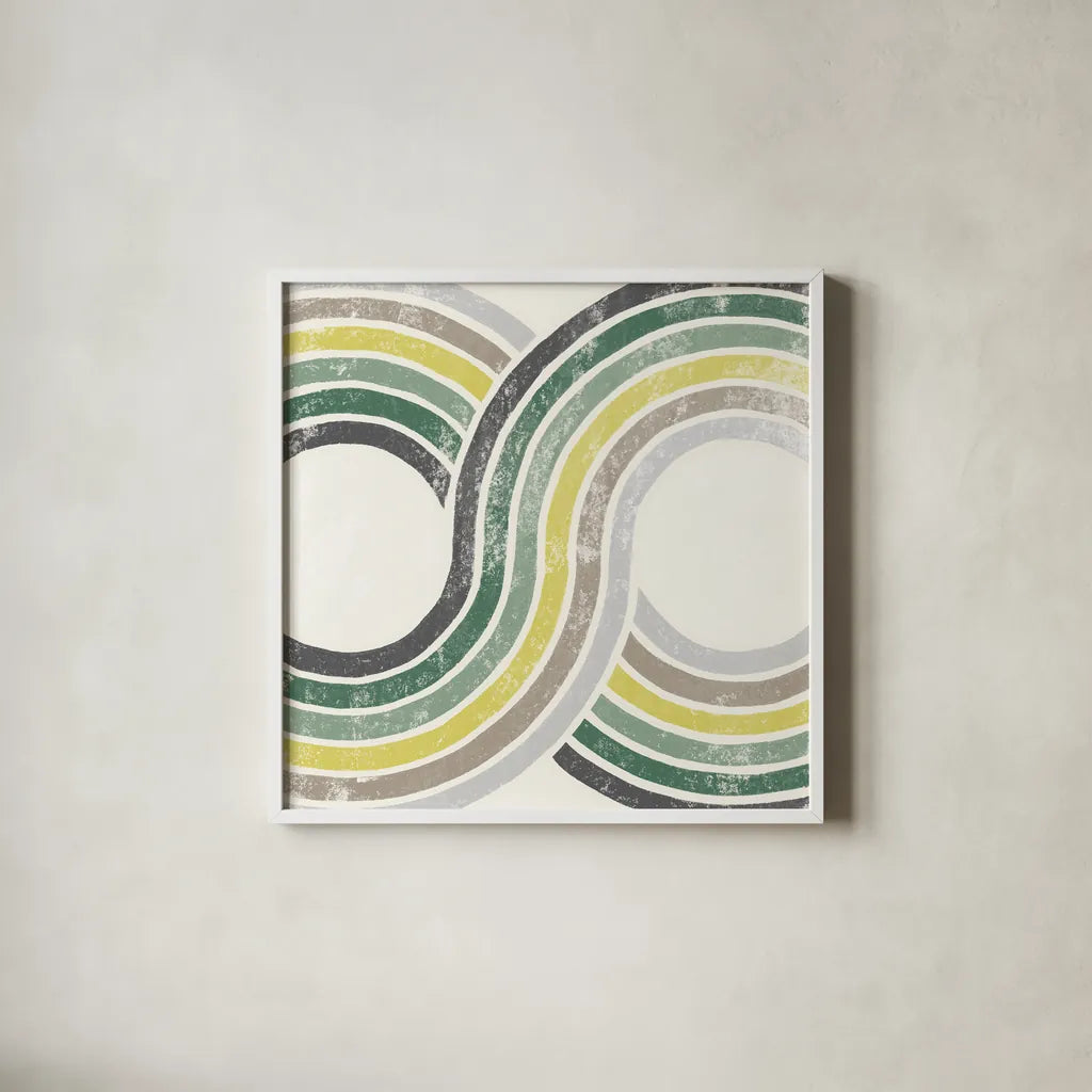 Over the Rainbow II Cabana by Moira Hershey. Shown in a crisp white glass frame for a clean and minimalist style. Available as an archival giclee rolled canvas, fine art paper, or poster print. SKU 68247a.