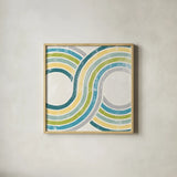 Over the Rainbow II Green by Moira Hershey. Shown in a natural wood glass frame for a timeless modern aesthetic. Available as an archival giclee rolled canvas, fine art paper, or poster print. SKU 72249a.