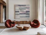 Pastel Reflections III by Moira Hershey. Shown as extra-large giant wall art in a modern living room. Available as an archival giclee rolled canvas, fine art paper, or poster print. SKU 35539a.