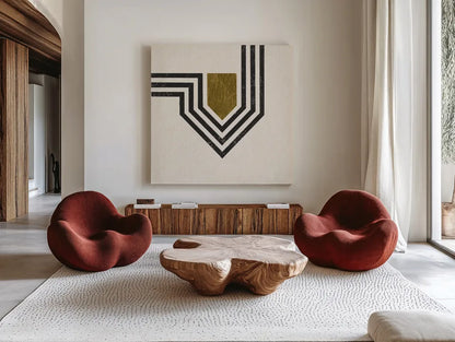 Path III by Moira Hershey. Shown as extra-large giant wall art in a modern living room. Available as an archival giclee rolled canvas, fine art paper, or poster print. SKU 82821a.