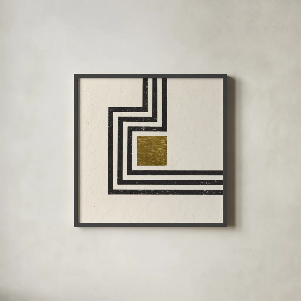 Path IV by Moira Hershey. Shown in a sleek black glass frame for a contemporary gallery look. Available as an archival giclee rolled canvas, fine art paper, or poster print. SKU 83584a.