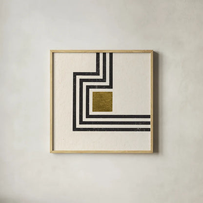 Path IV by Moira Hershey. Shown in a natural wood glass frame for a timeless modern aesthetic. Available as an archival giclee rolled canvas, fine art paper, or poster print. SKU 83584a.