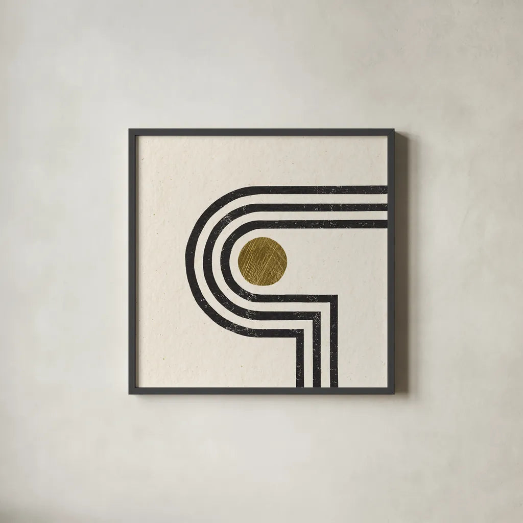 Path IV by Moira Hershey. Shown in a sleek black glass frame for a contemporary gallery look. Available as an archival giclee rolled canvas, fine art paper, or poster print. SKU 83585a.