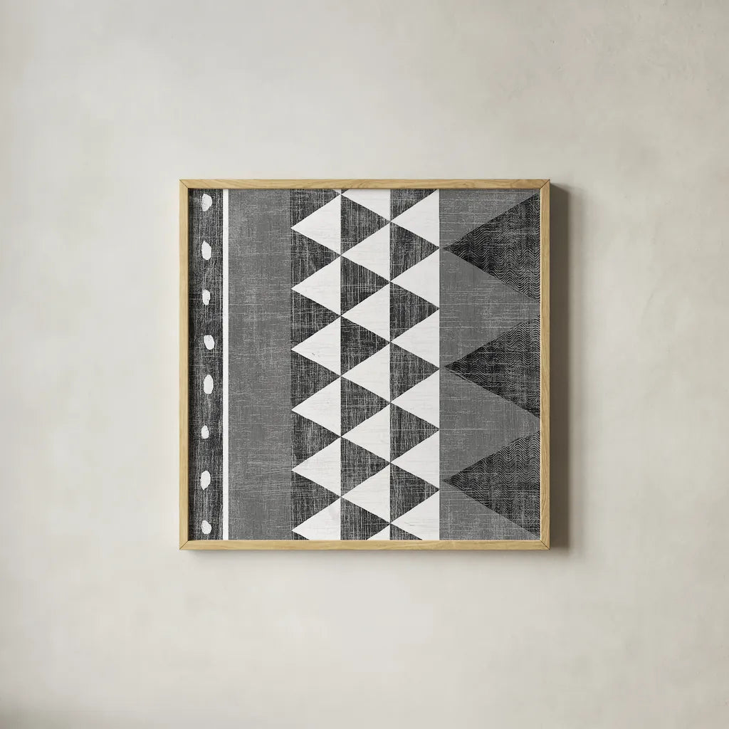 Patterns of the Savanna I BW by Moira Hershey. Shown in a natural wood glass frame for a timeless modern aesthetic. Available as an archival giclee rolled canvas, fine art paper, or poster print. SKU 38415a.